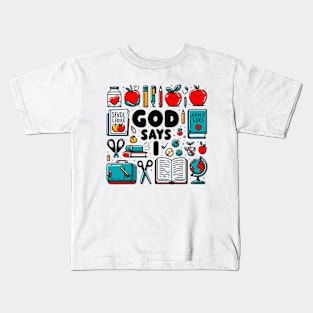 God says I am a TEACHER Math Design Kids T-Shirt